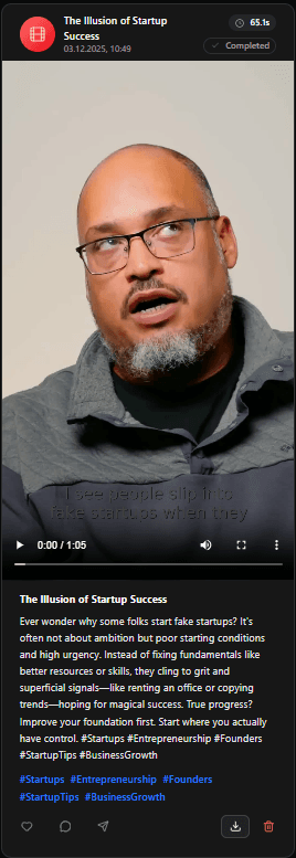 Generated video clip with captions